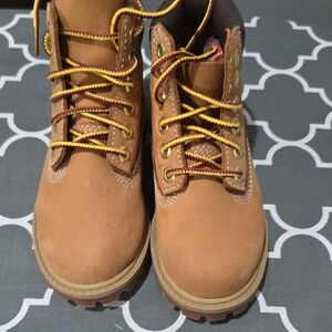 Timberland Kids Brown Boots with Yellow Laces